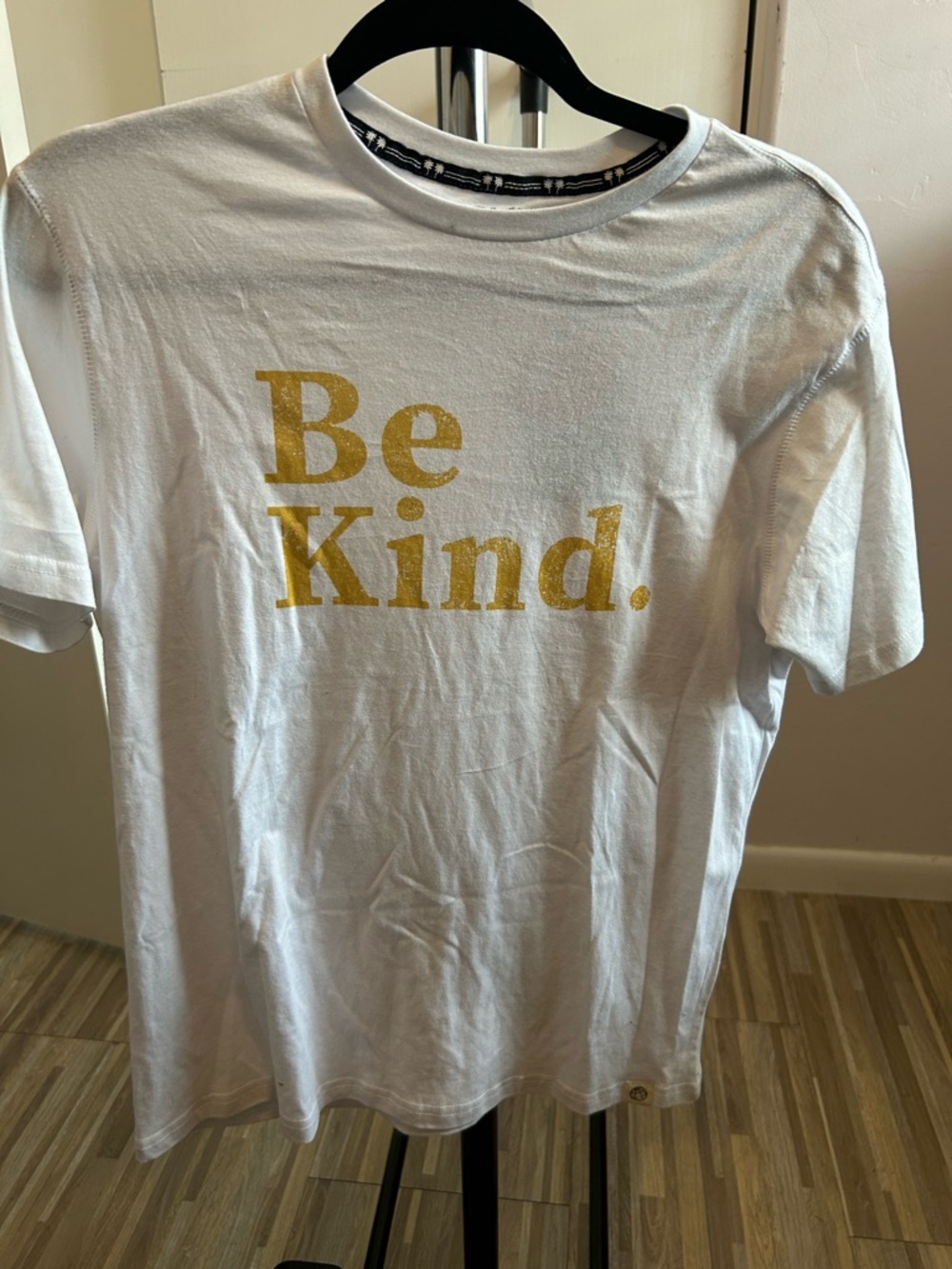 Free Planet White Men’s Tee with Gold "Be Kind." Graphic